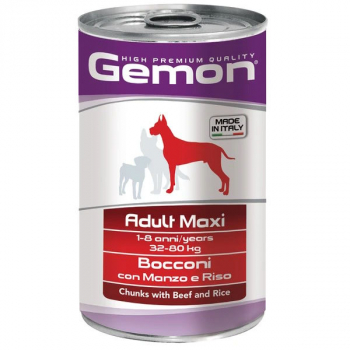 Консервы Gemon Dog Maxi д/собак крупных пород кусочки говядины с рисом 1250г