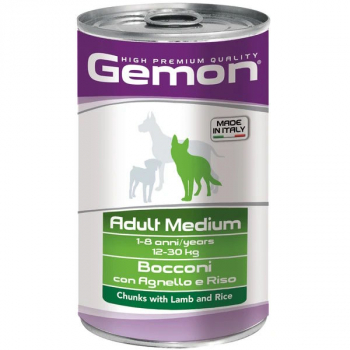Консервы Gemon Dog Medium д/собак средних пород кусочки ягненка с рисом 1250г