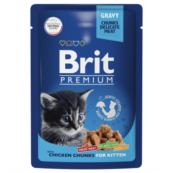 Пауч Brit Premium д/котят цыпленок в соусе 85гр