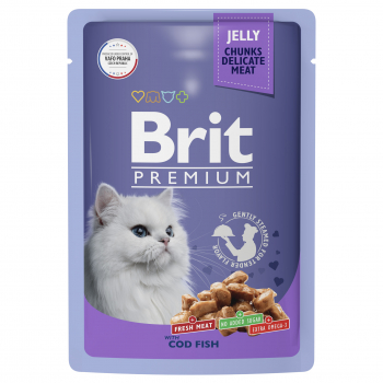 Пауч Brit Premium д/кошек треска в желе 85гр