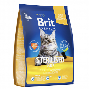 Корм Brit Premium Cat Sterilised Duck & Chicken с уткой и курицей для стерилизованных кошек 400гр