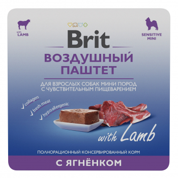 Консервы Brit Premium Воздушный паштет д/собак мини-пород с ягненком 100гр