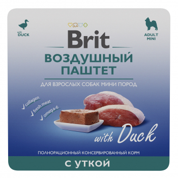 Консервы Brit Premium Воздушный паштет д/собак мини-пород с уткой 100гр