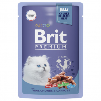 Пауч Brit Premium д/котят телятина морковь в желе 85гр