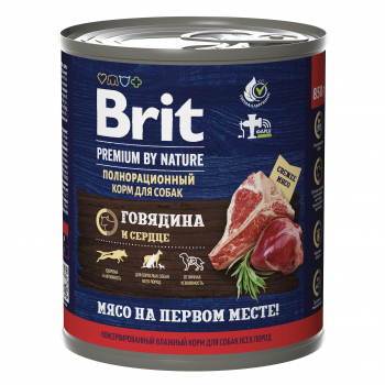 Консервы Brit Premium д/собак говядина сердце 850г