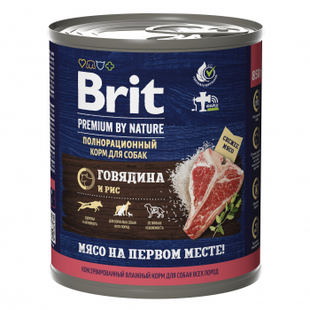 Консервы Brit Premium д/собак говядина рис 850г