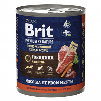 Консервы Brit Premium д/собак говядина печень 850г