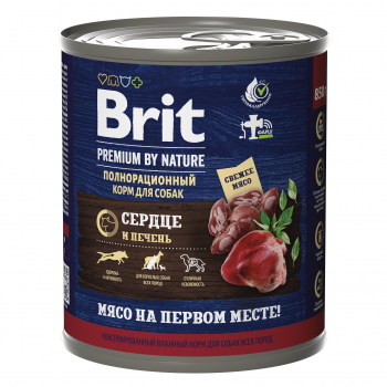 Консервы Brit Premium д/собак сердце печень 850г