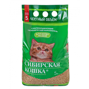 Наполнитель Сибирская кошка лесной для котят 5л