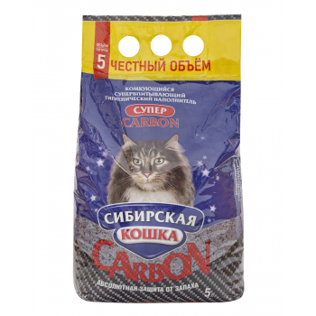 Наполнитель Сибирская кошка комкующийся Супер Карбон 5л