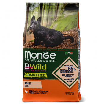 Корм Monge Dog BWild GRAIN FREE Mini корм д/собак мелких пород беззерновой утка с картофелем 2,5кг