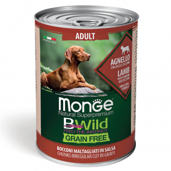 Консервы Monge Dog BWild GRAIN FREE д/собак беззерновой ягненок с тыквой и кабачками 400г