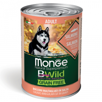 Консервы Monge Dog BWild GRAIN FREE д/собак беззерновой лосось с тыквой и кабачками 400г