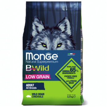 Корм Monge Dog BWild LOW GRAIN д/собак низкозерновой мясо дикого кабана 2,5кг