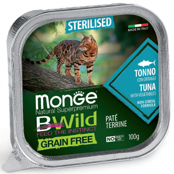 Консервы Monge Cat BWild GRAIN FREE для стерилизованных кошек беззерновой из тунца с овощами 100 г