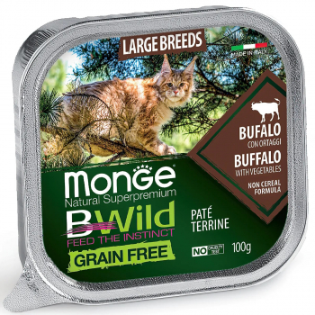 Консервы Monge Cat BWild GRAIN FREE д/котят и кошек беззерновой из буйвола с овощами 100 г
